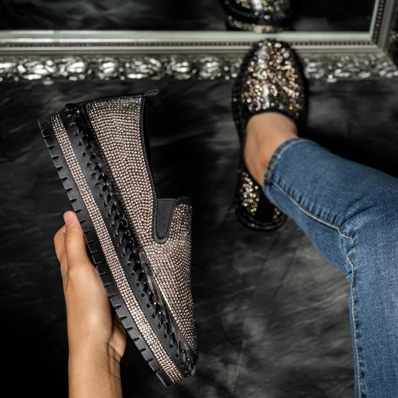 Basket Paillette Mocassin Femme noir