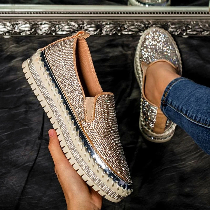 Basket Paillette Mocassin Femme or
