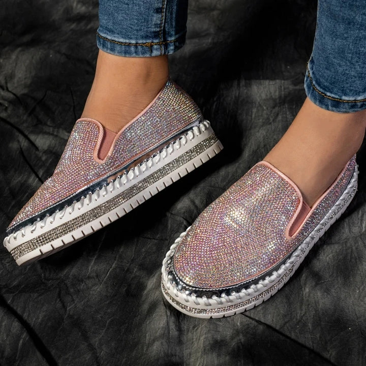 Basket Paillette Mocassin Femme rose