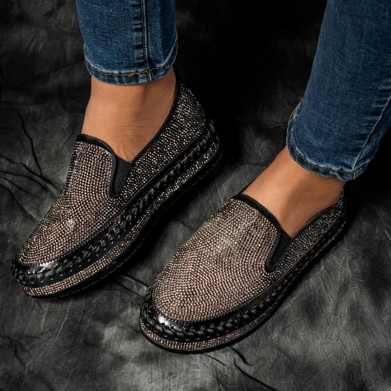 Basket Paillette Mocassin Femme noir