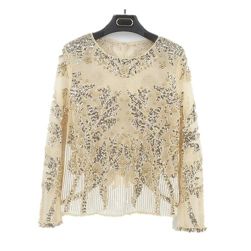 Blouse Sequin Transparente or