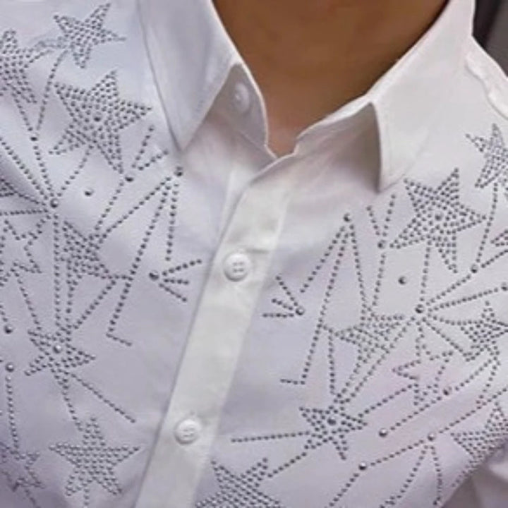 Chemise Strass Etoiles Homme blanche