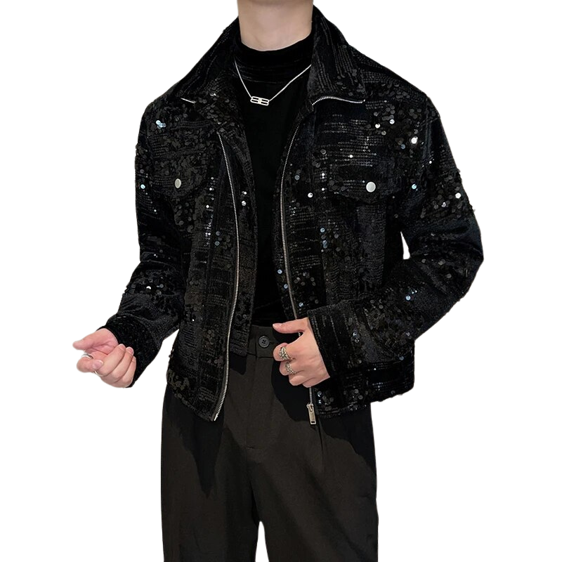 Veste Paillette Homme Noir