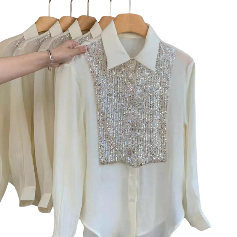 Chemise Paillette blanche femme