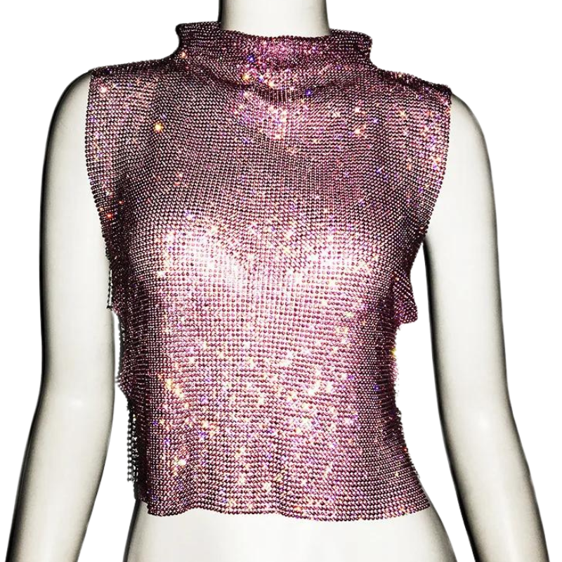 Haut Paillette Ouvert Femme rose