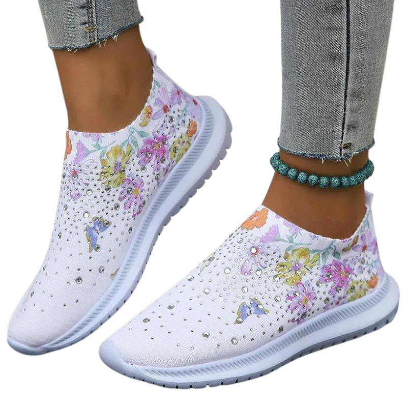 Basket Chaussette Strass Fleurs