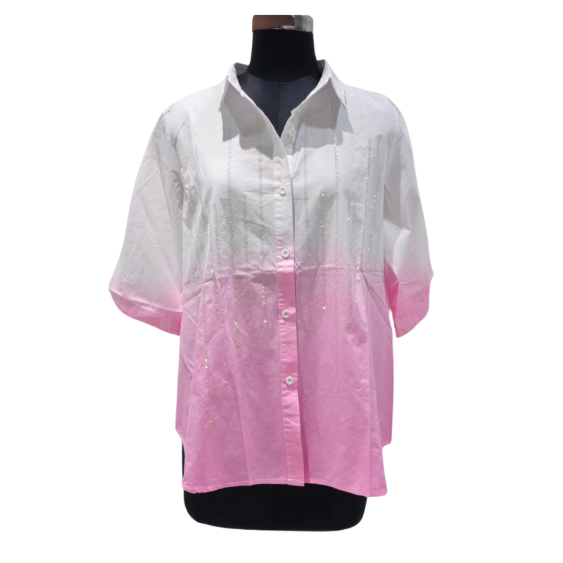 Chemise Strass Blanche et Rose