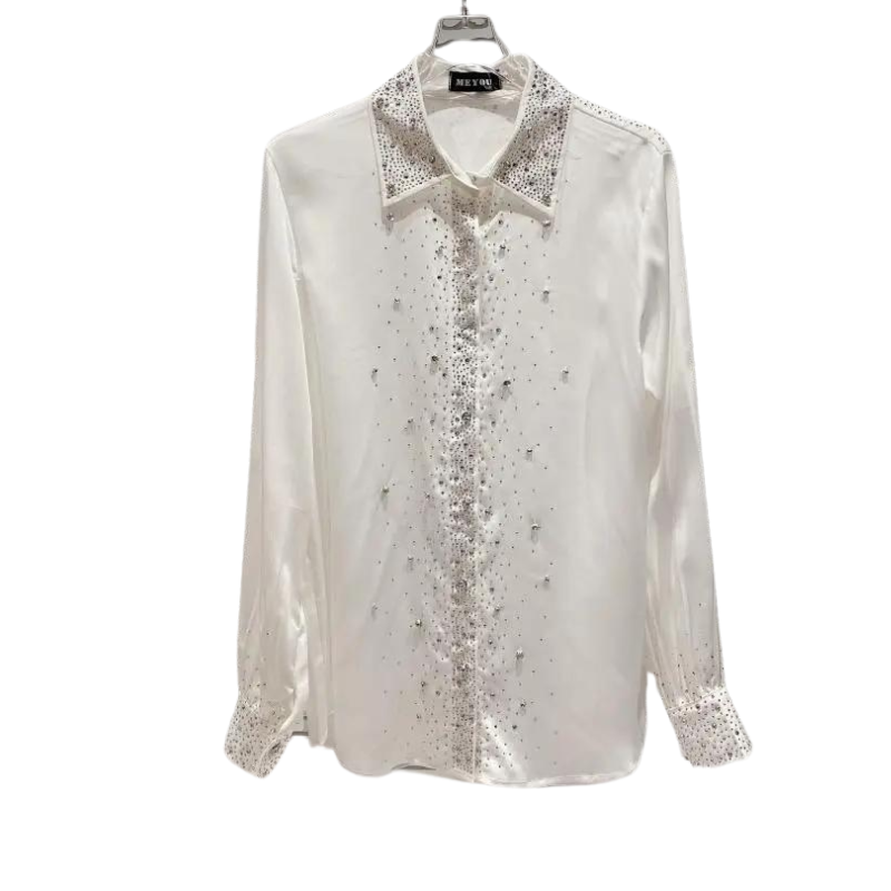 Chemise blanche Strass Sur Col Femme