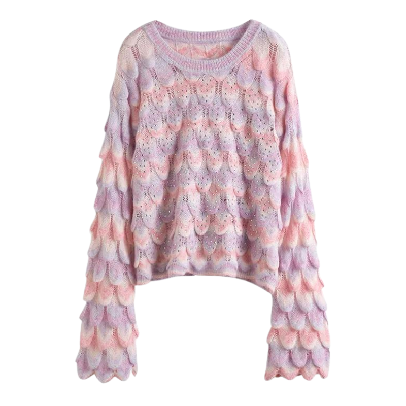 Pull Paillette Strass Femme Plume - Main Image