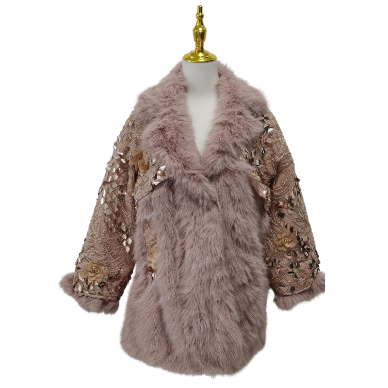 Veste à Sequins MANOUSH - Col En Fourrure - Taille 38 - Occasion Très Bon état