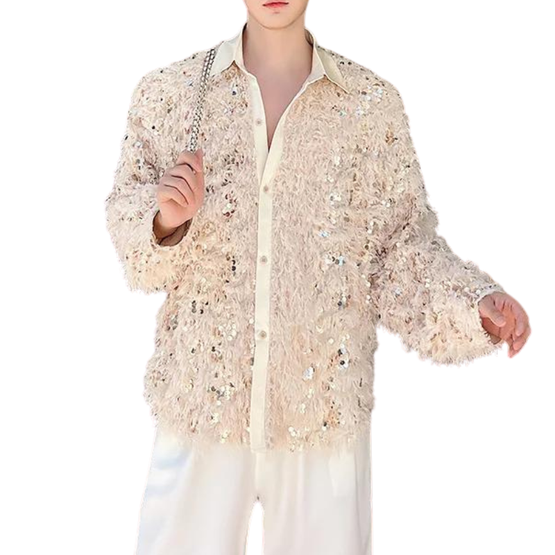 Chemise Homme Paillette Peluche