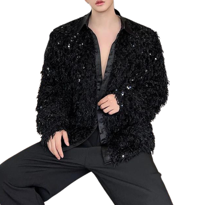 Chemise Homme Paillette Peluche