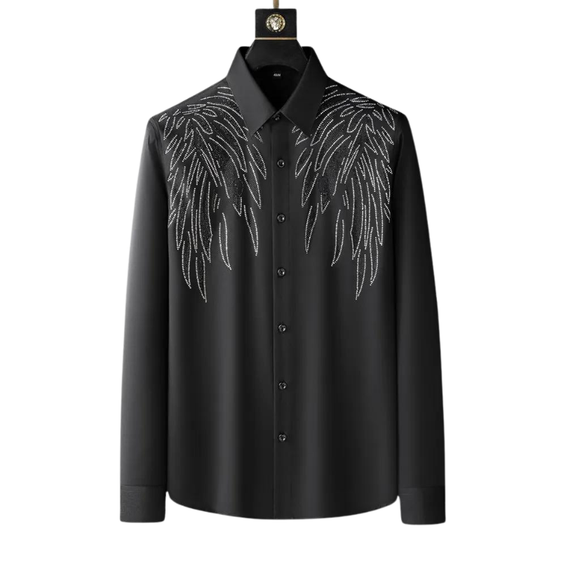 Chemise Homme Strass Ailes noir