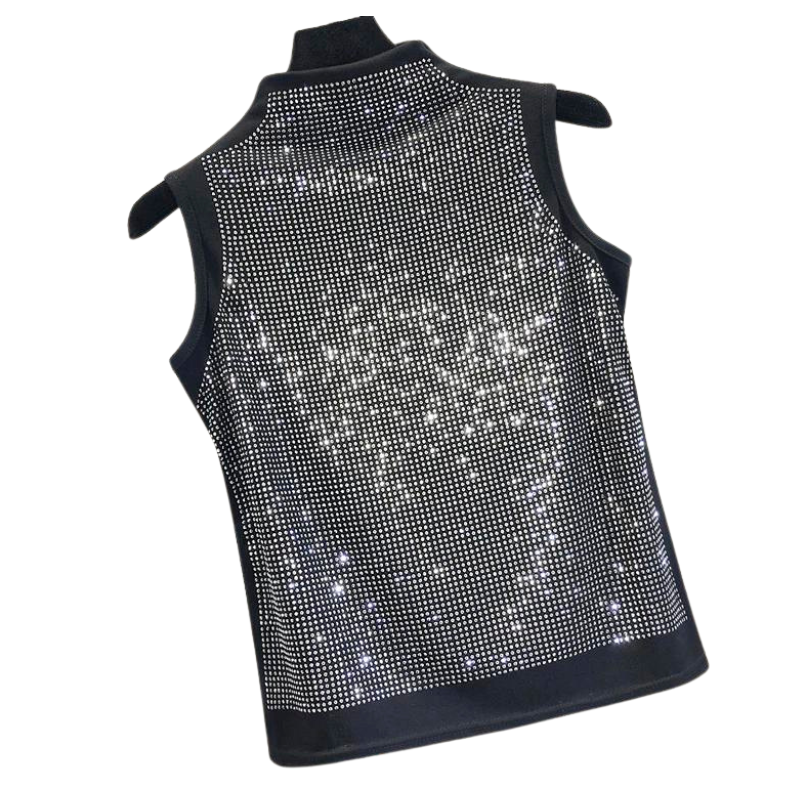 Débardeur Strass Noir Femme
