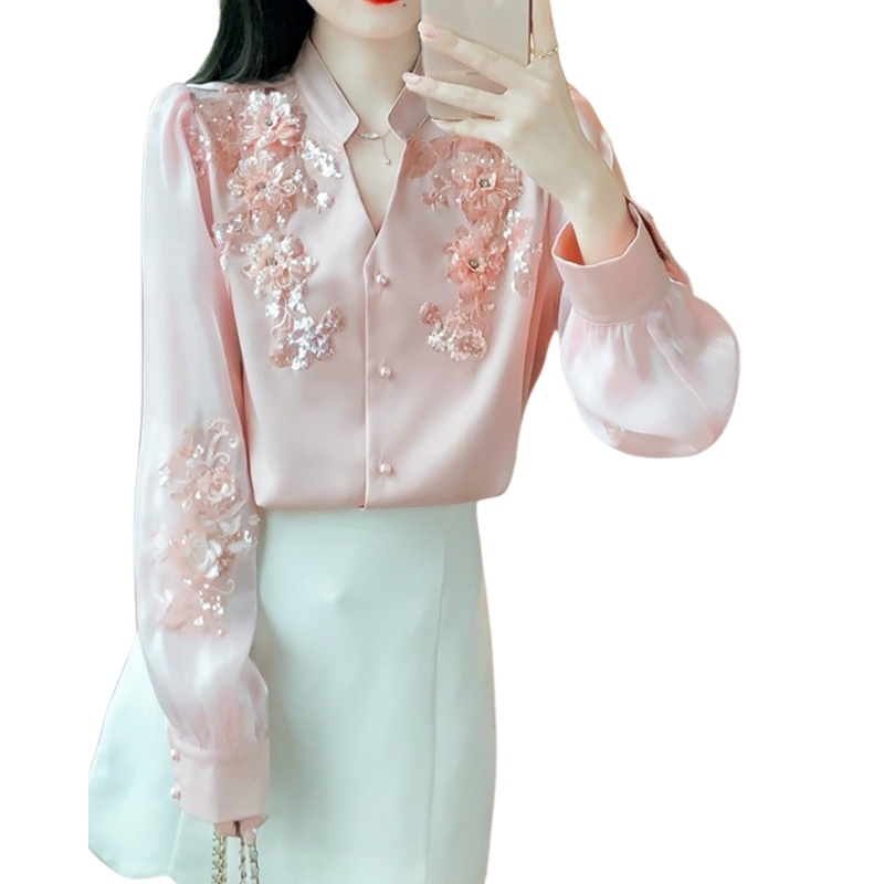 Chemise Paillette Femme Rose