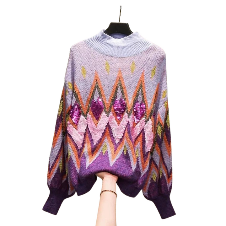 Pull Paillette Violet Femme