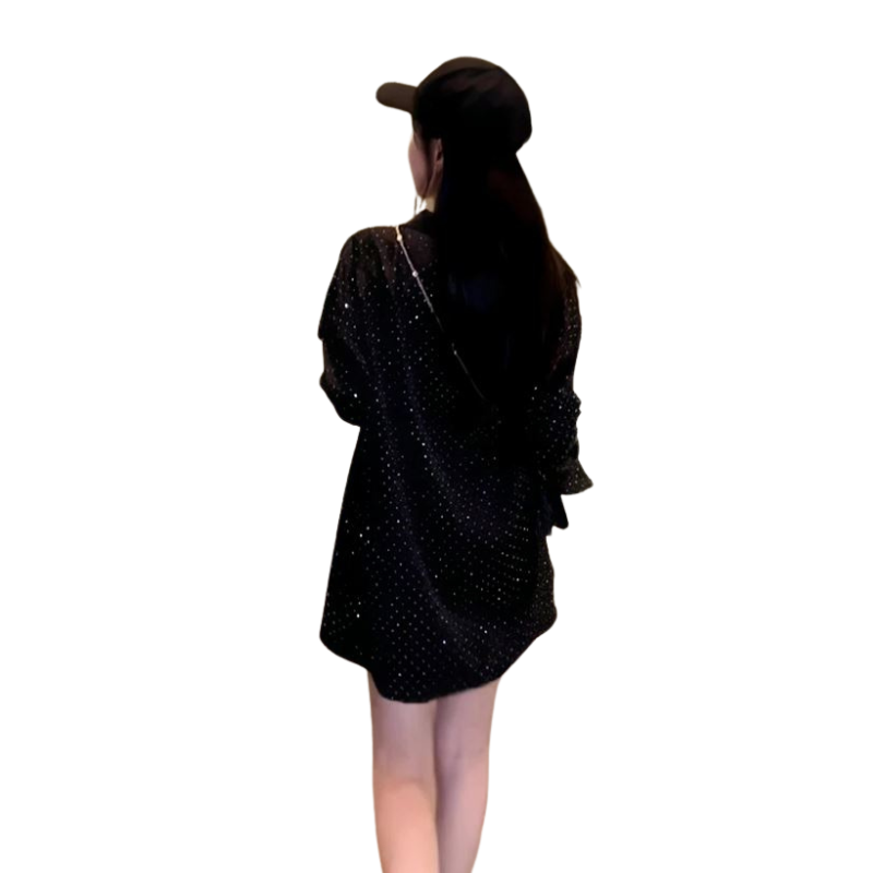 Chemise Strass Noire Femme