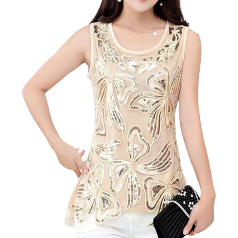 Débardeur Paillette Noeud Papillon Femme