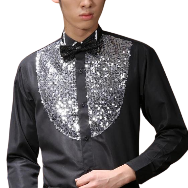 Chemise Noir  Pailleté Homme
