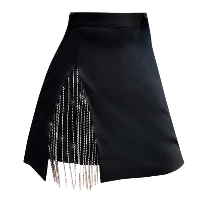 Mini-jupe Noire à Strass, Style Cocktail - Taille Unique (adaptée XS/S)