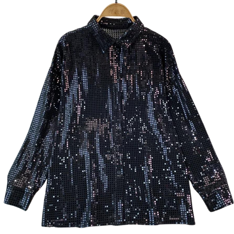 Chemise Paillette Petits Carreaux Femme