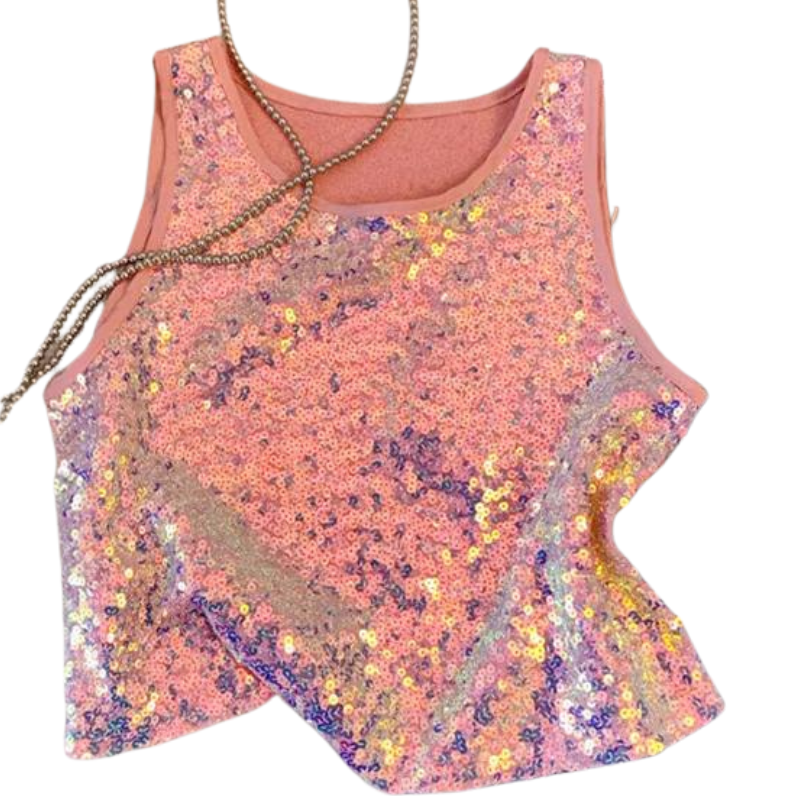 Débardeur Paillette Rose