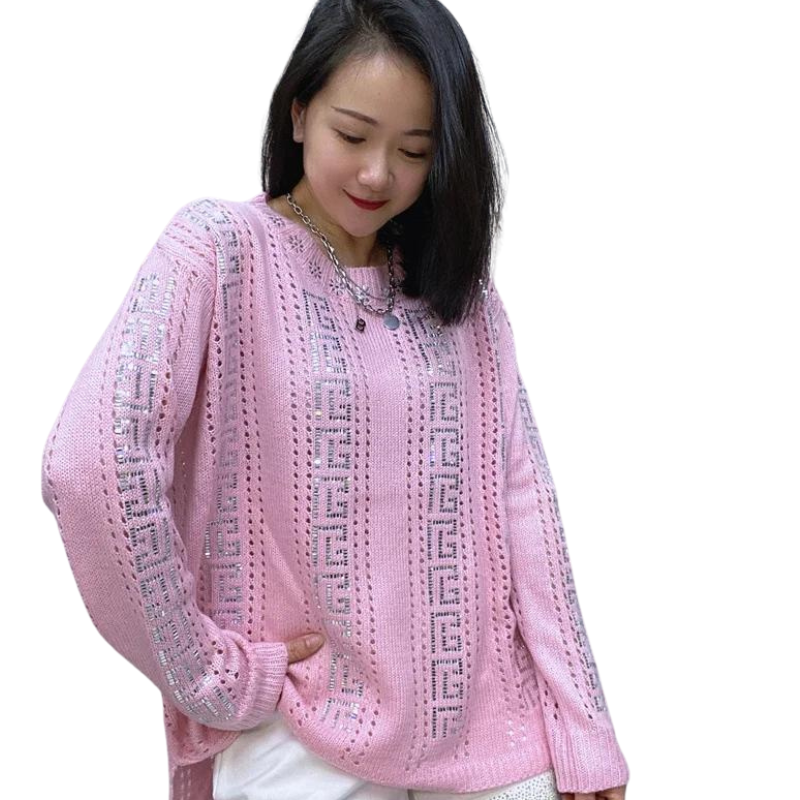 Pull rose pailleté hotsell