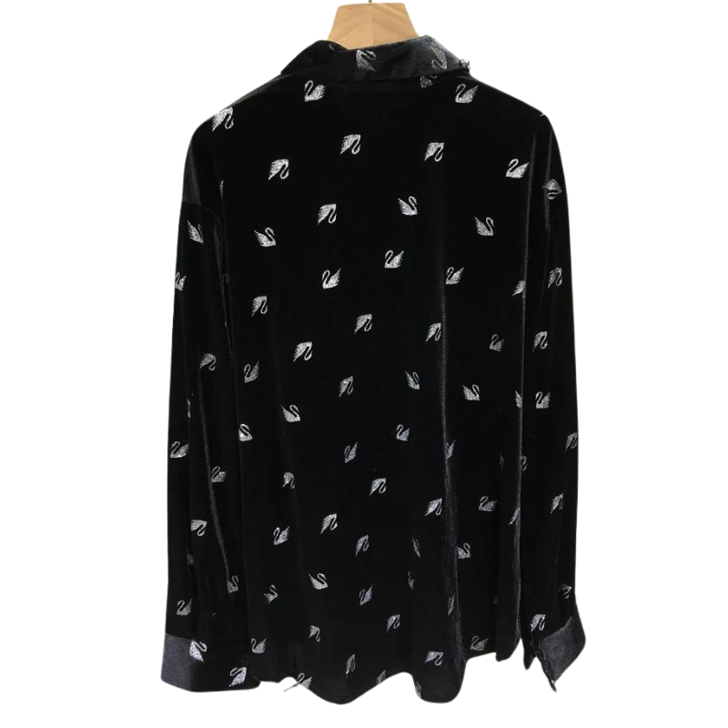 Chemise Paillette Cygnes Femme Col Strass