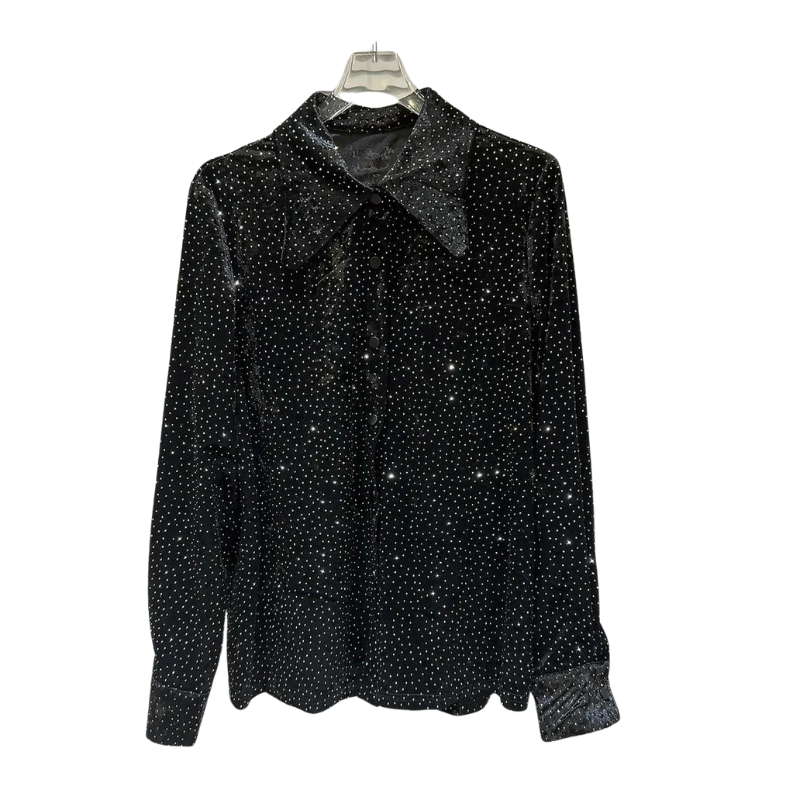 Chemise Noir Velours Strass Femme