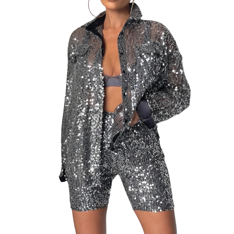 Chemise et Short Paillette Argenté