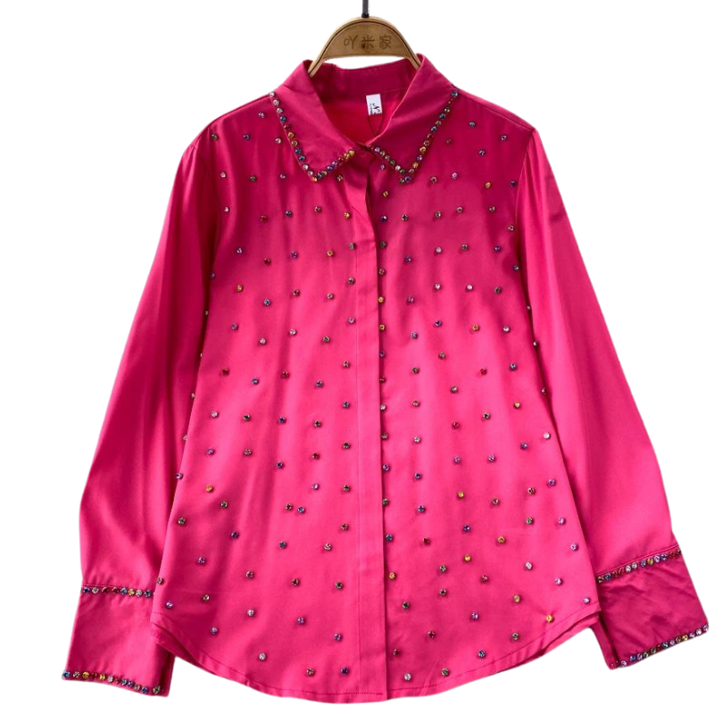 Chemise Strass Sur le Devant Femme rose
