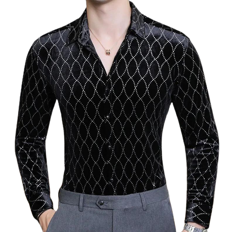 Chemise Velours Noir Pailleté Homme
