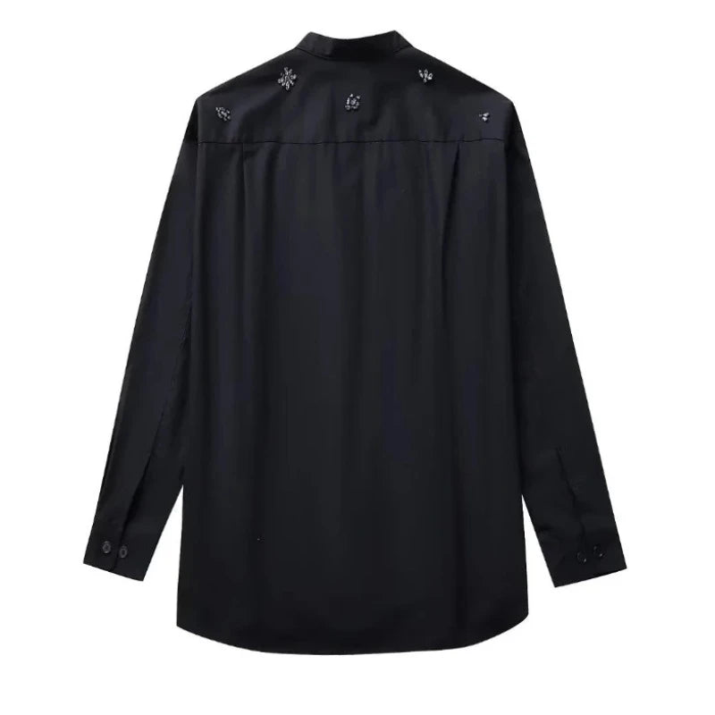 Chemise Noir Strass Femme