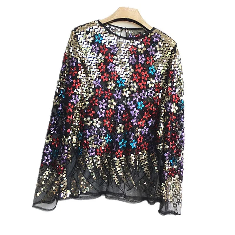 Blouse Paillette Fleurs