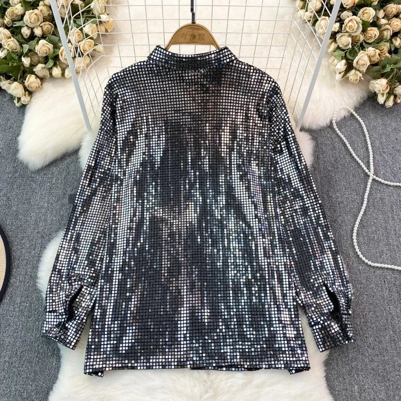 Chemise Paillette Petits Carreaux Femme