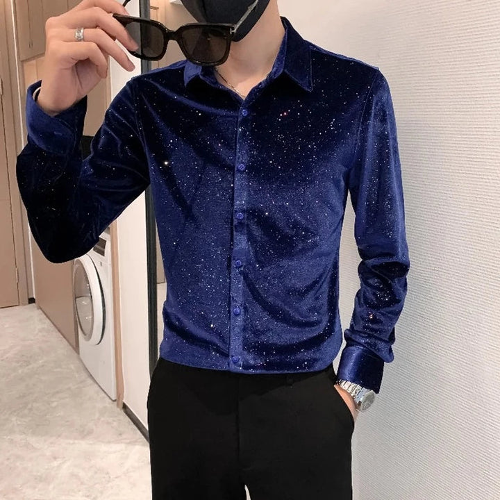 Chemise Homme Paillette Velours