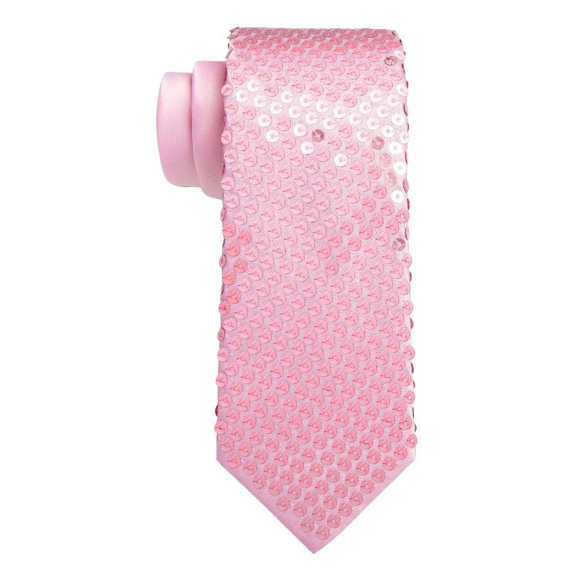 Cravate Fantaisie Rose Paillettes - Accessoire Déco Ou Déguisement - 100% Polyester