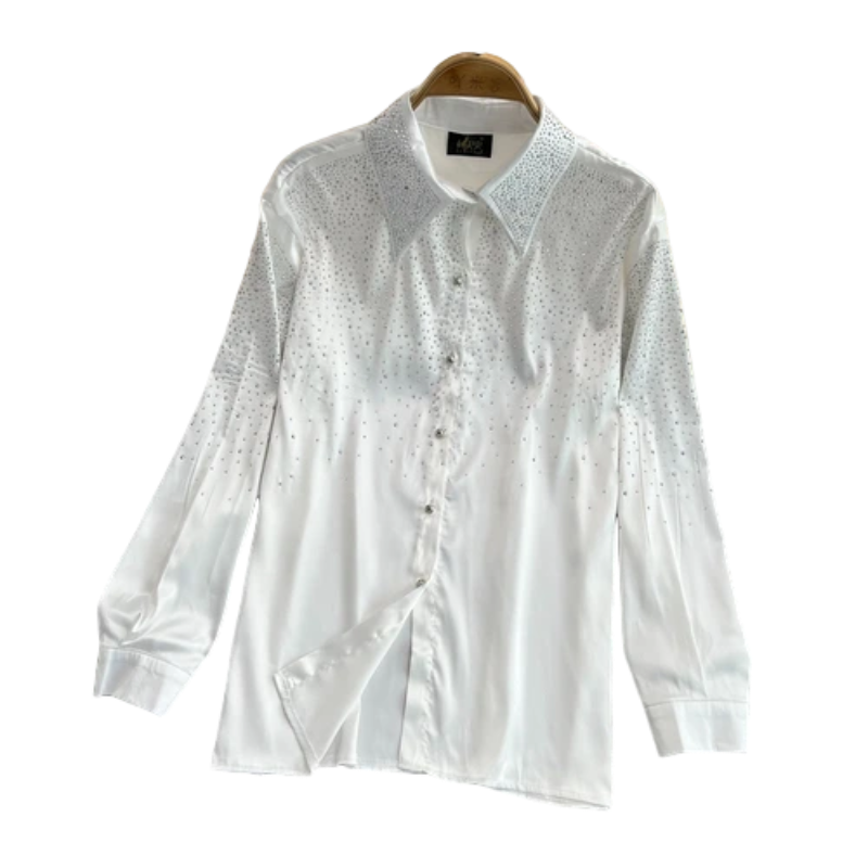 Chemise Soie Avec Strass Femme Blanc