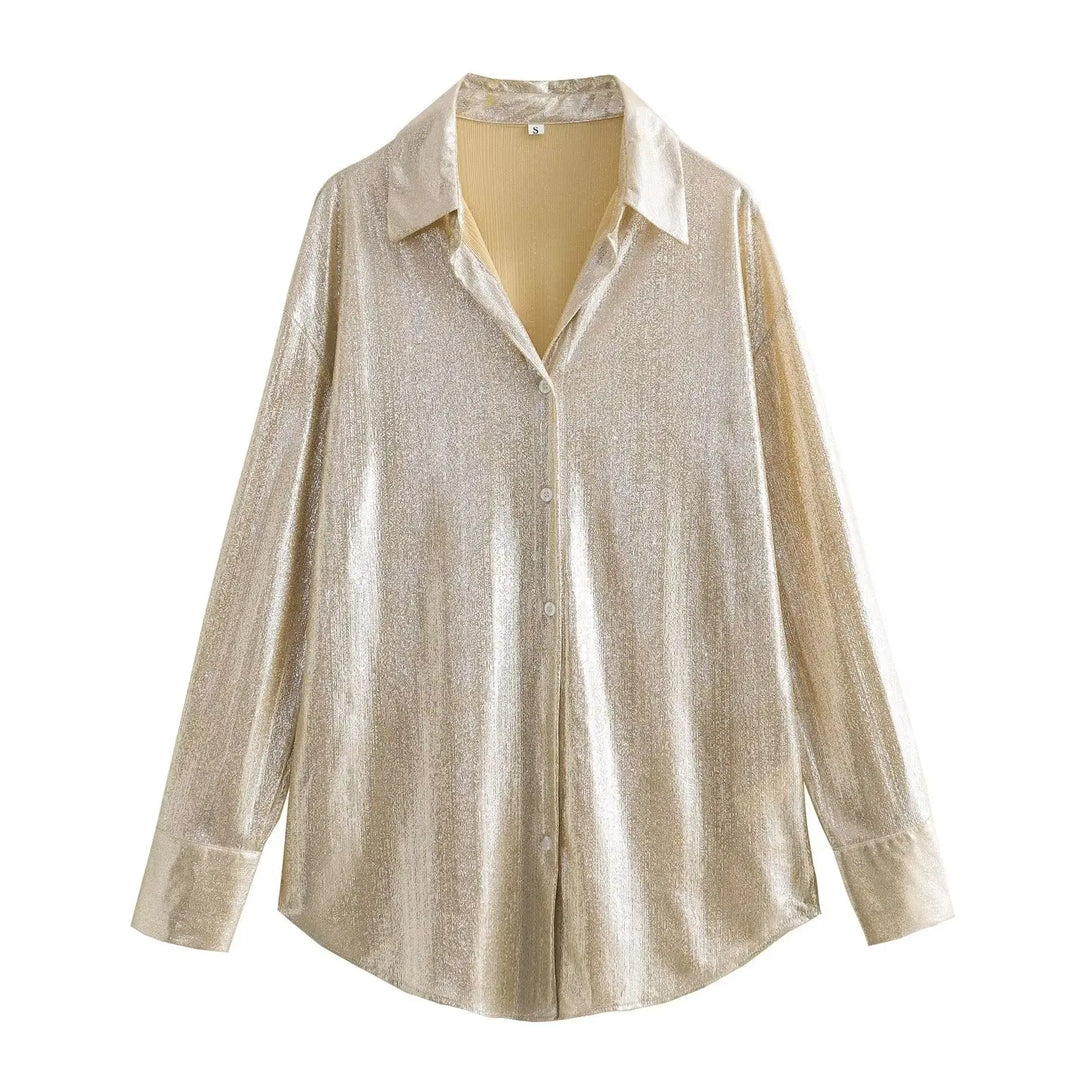 Chemise Paillette Beige Femme