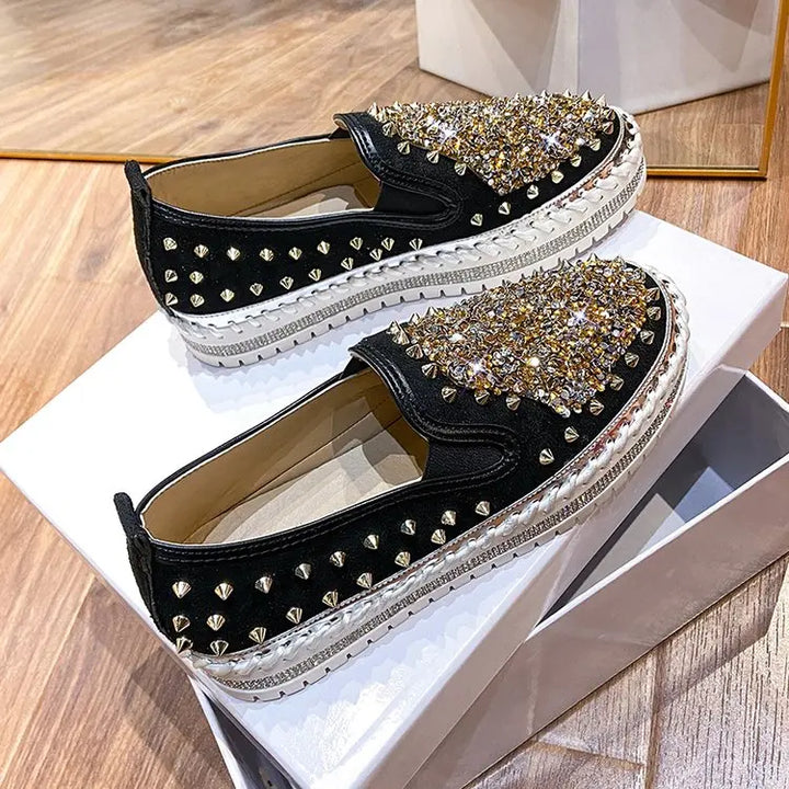 Basket Paillette Mocassin Femme noir