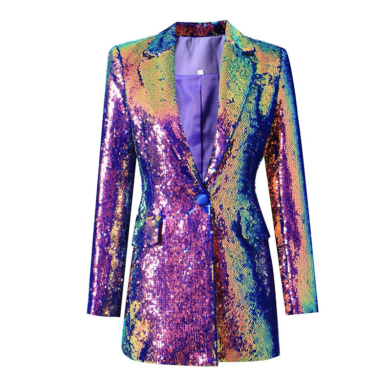 Blazer Paillette Violette Femme Strass Paillettes Strass Paillettes