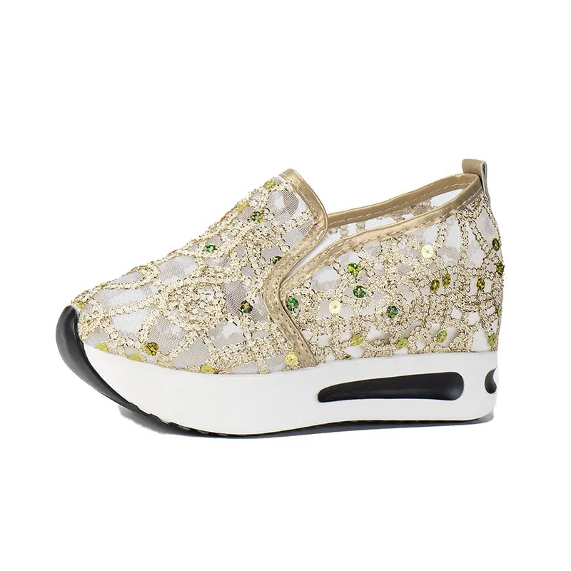 Basket Toile Paillette Transparent Femme