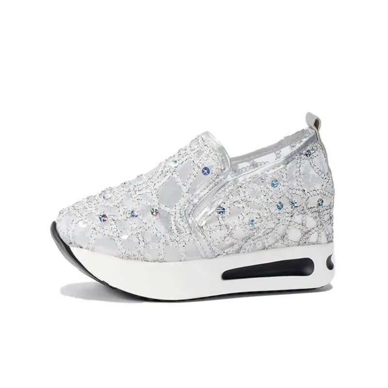 Basket Toile Paillette Transparent Femme