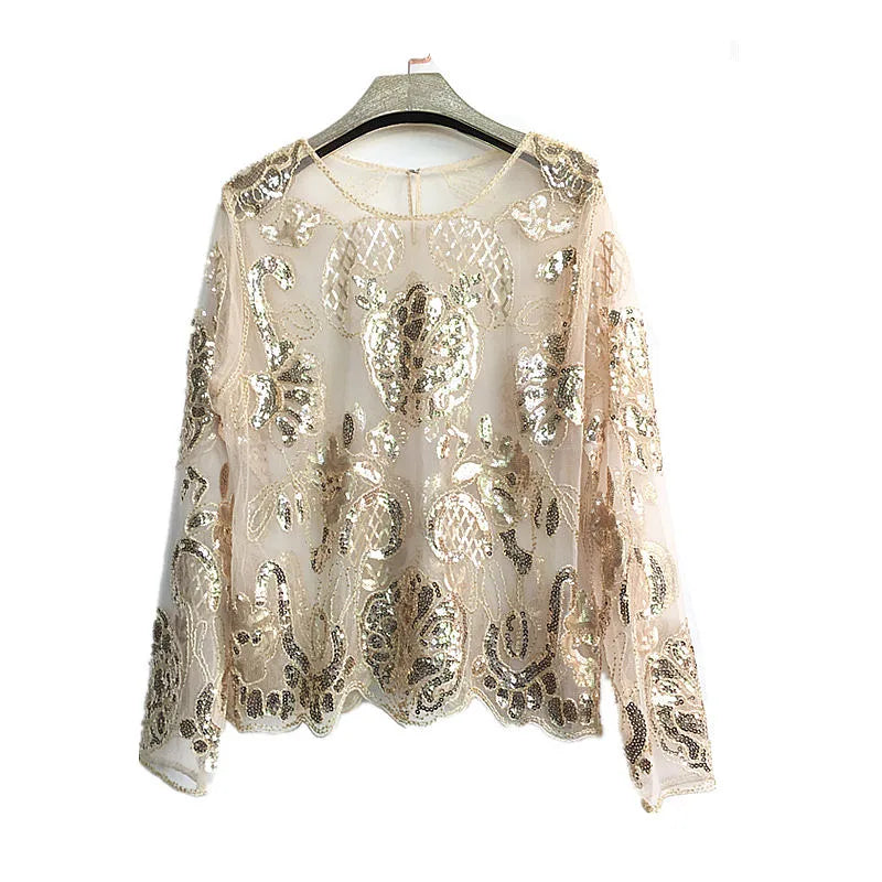 Blouse Paillette Transparente or