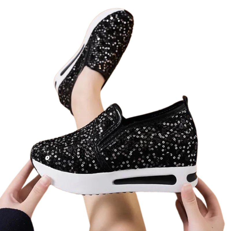 Basket Paillette Femme Transparent noire