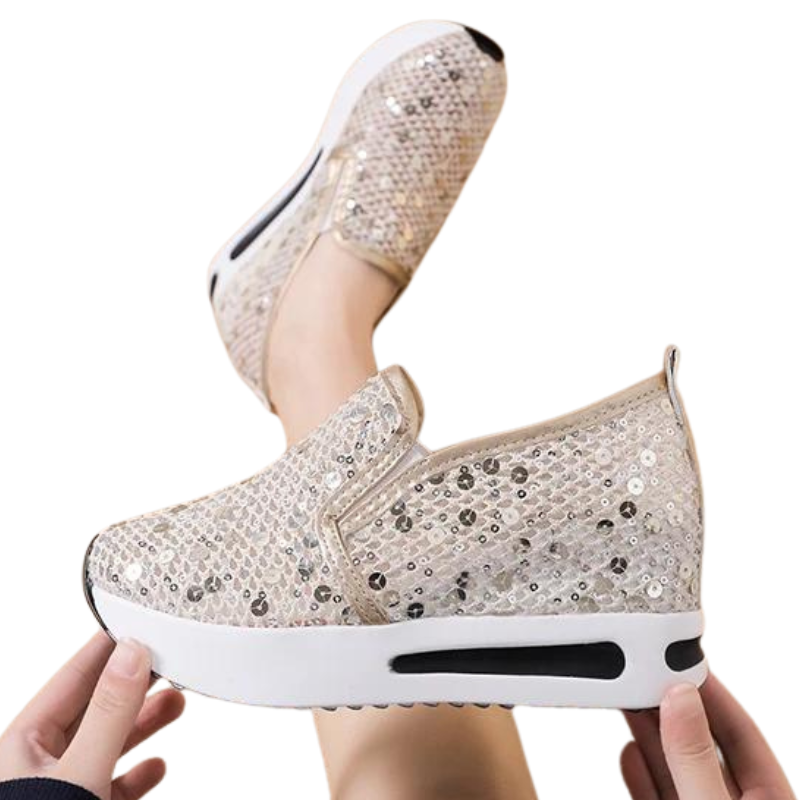 Basket Paillette Femme Transparent beige
