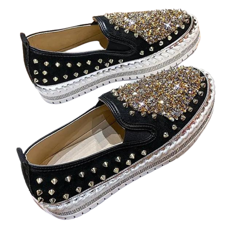 Basket Paillette Mocassin Femme noir