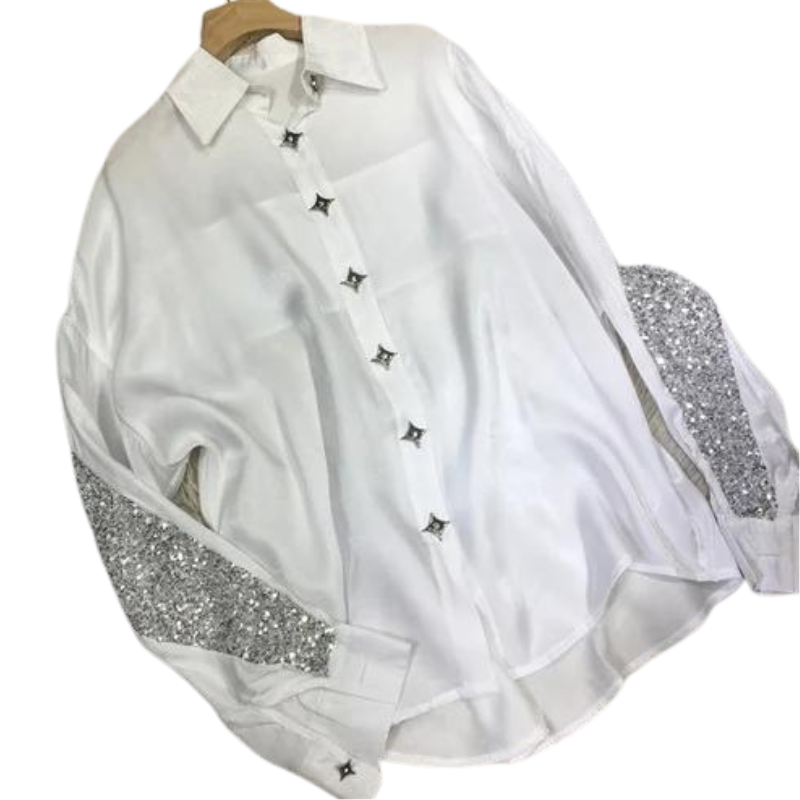 Chemise Blanche Manches Pailleté