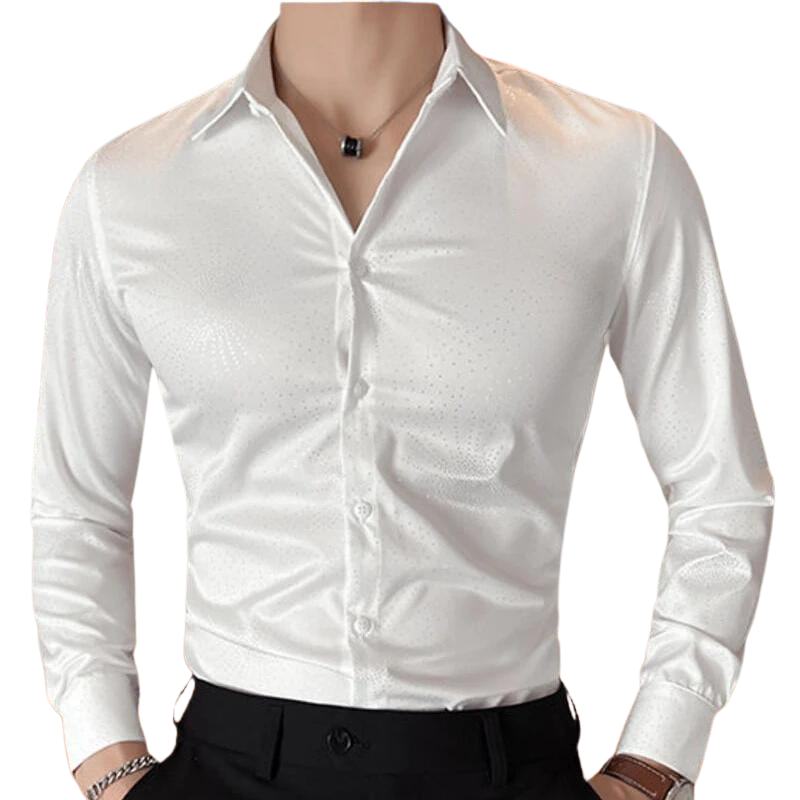 Chemise Blanc Pailletée Dorée Homme