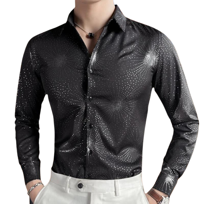 Chemise Noir  Pailletée Dorée Homme